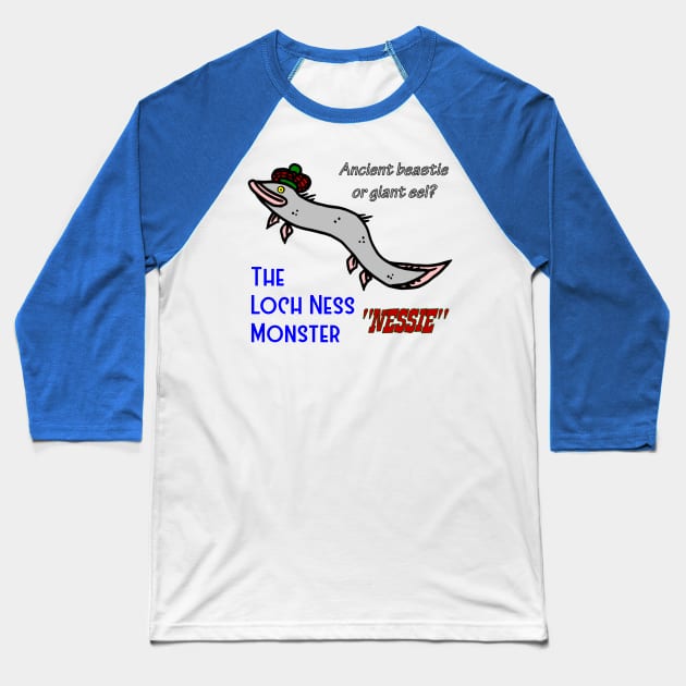 Loch Ness Monster Baseball T-Shirt by FieryWolf